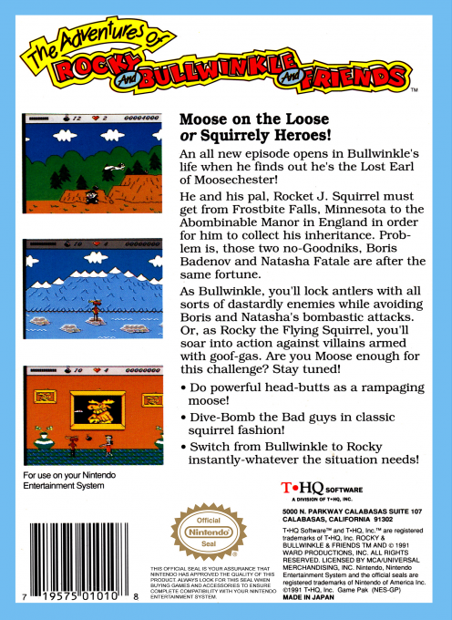 The Adventures of Rocky and Bullwinkle and Friends — Box back