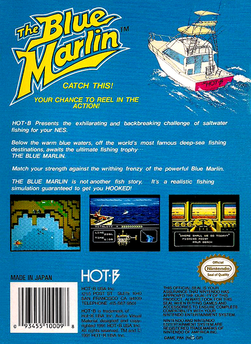 The Blue Marlin — Box back