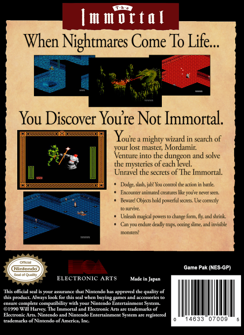 The Immortal — Box back