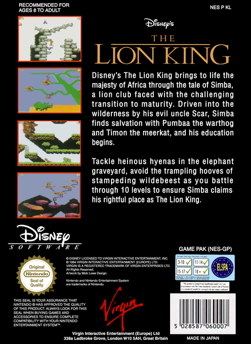 The Lion King — Box back