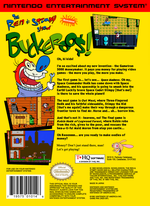 The Ren & Stimpy Show : Buckeroo$! — Box back