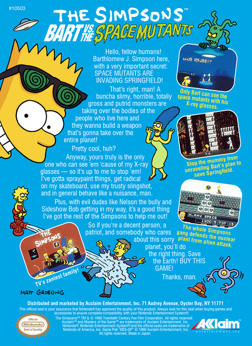 The Simpsons : Bart vs. the Space Mutants — Box back