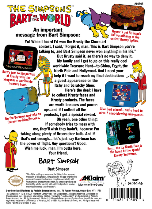 The Simpsons : Bart vs. the World  — Box back