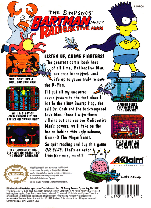 The Simpsons : Bartman Meets Radioactive Man — Box back