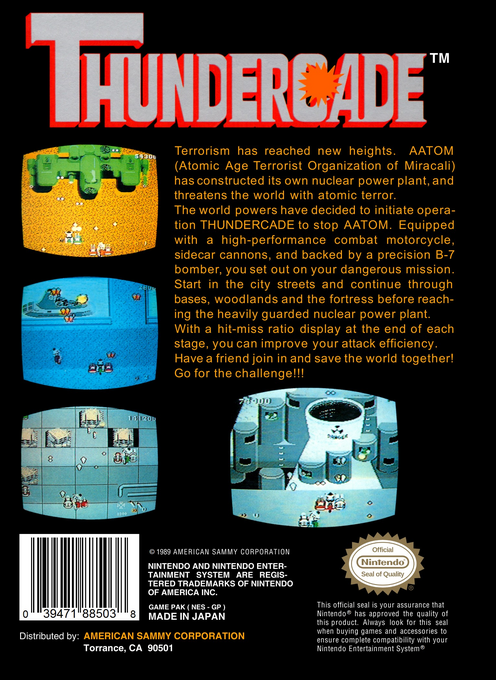 Thundercade — Box back