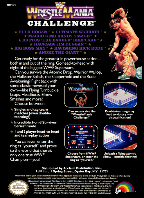 WWF Wrestlemania Challenge — Box back