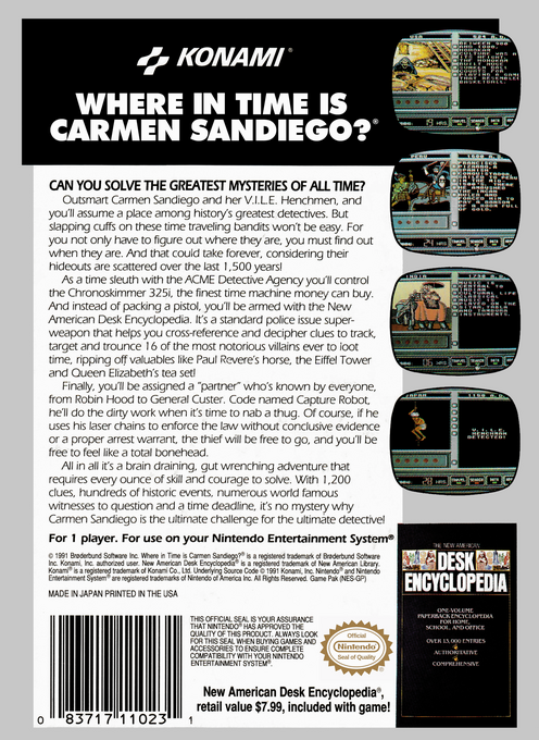 Where in Time is Carmen Sandiego? — Box back