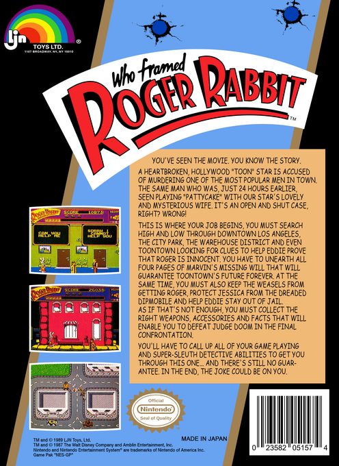 Who Framed Roger Rabbit — Box back