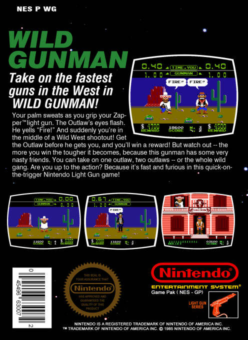 Wild Gunman — Box back
