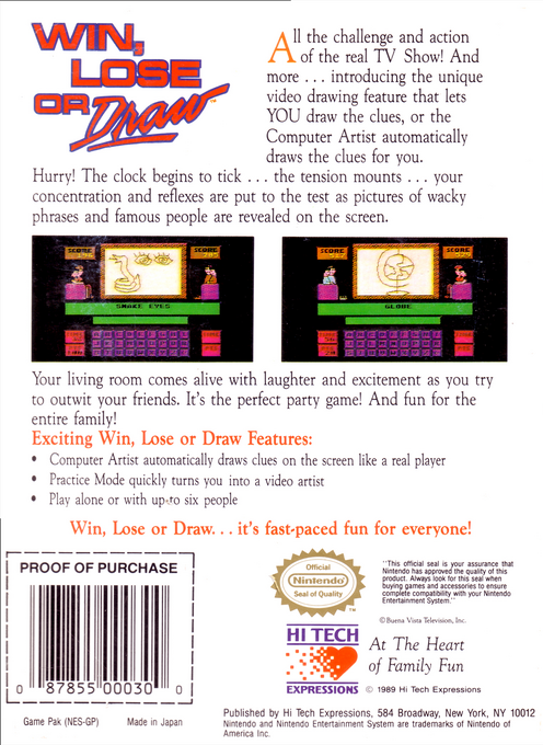 Win, Lose or Draw — Box back