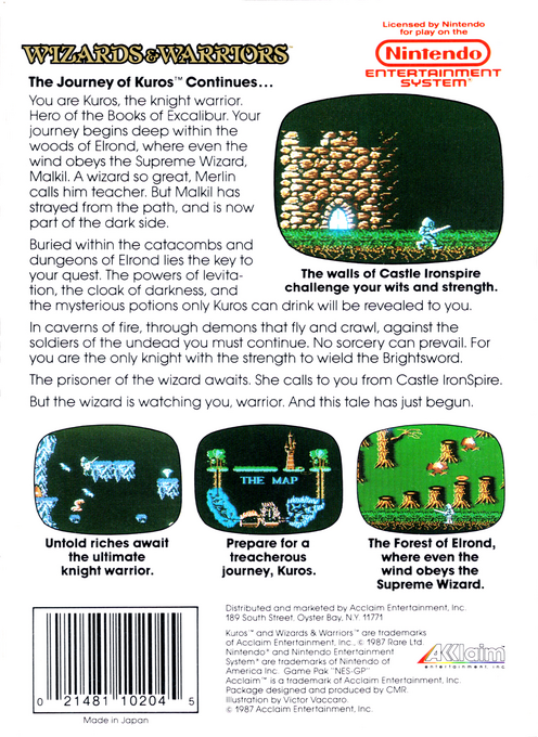 Wizards & Warriors — Box back