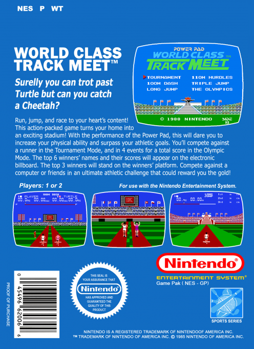 World Class Track Meet — Box back