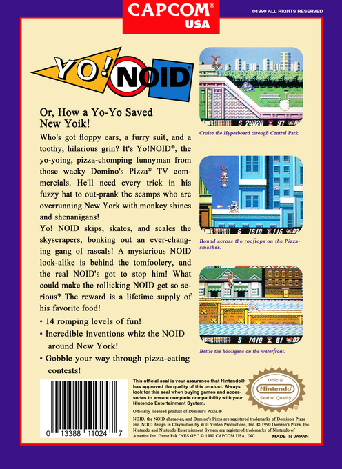 Yo! Noid — Box back