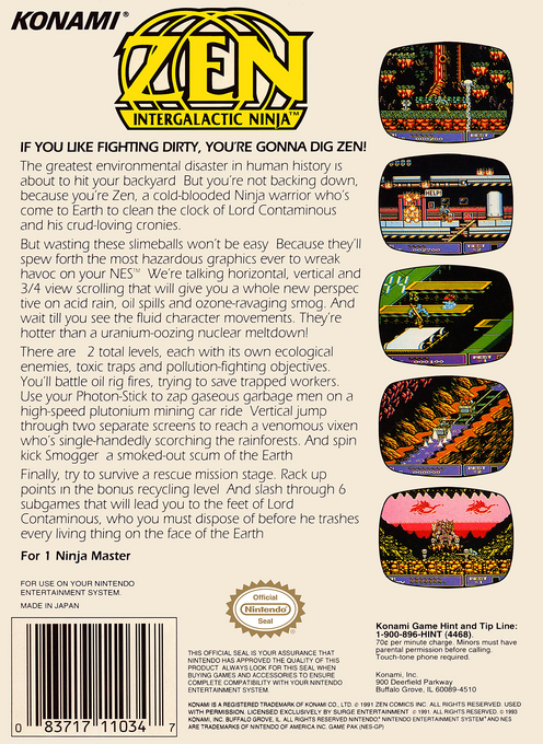 Zen : Intergalactic Ninja — Box back