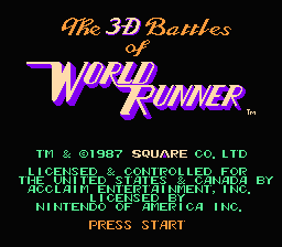 3-D WorldRunner — Title screen