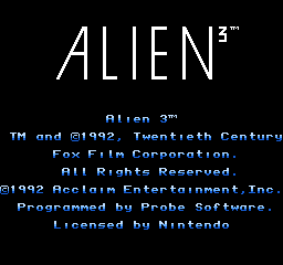 Alien 3 — Title screen