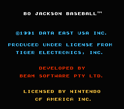 Bo Jackson Baseball — Title screen