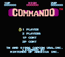 Commando — Title screen
