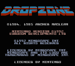 Dropzone — Title screen
