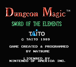 Dungeon Magic : Sword of the Elements — Title screen