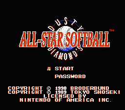 Dusty Diamond's All-Star Softball — Title screen