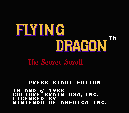 Flying Dragon : The Secret Scroll — Title screen