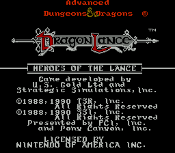 Heroes Of The Lance — Title screen