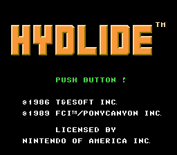 Hydlide — Title screen