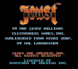 Joust — Title screen