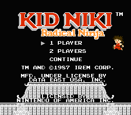 Kid Niki : Radical Ninja — Title screen