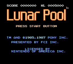 Lunar Pool — Title screen