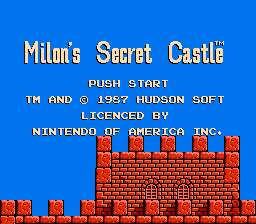 Milon's Secret Castle — Title screen