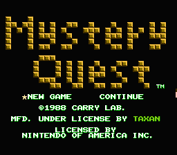 Mystery Quest — Title screen