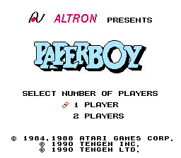 Paperboy — Title screen