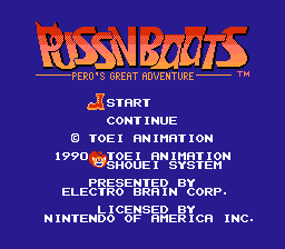 Puss n Boots : Pero's Great Adventure — Title screen