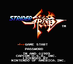 Strider — Title screen
