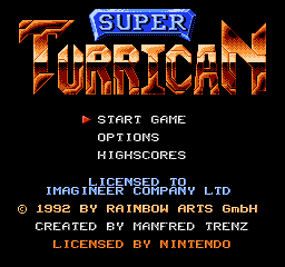 Super Turrican — Title screen