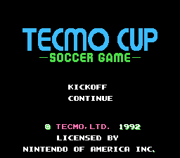 Tecmo Cup : Soccer Game — Title screen