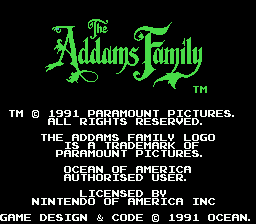 The Addams Family — Title screen