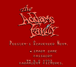 The Addams Family : Pugsley's Scavenger Hunt — Title screen