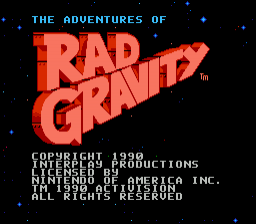 The Adventures of Rad Gravity — Title screen