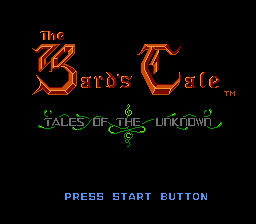The Bard's Tale — Title screen