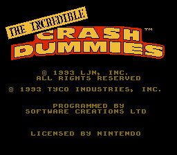 The Incredible Crash Dummies — Title screen