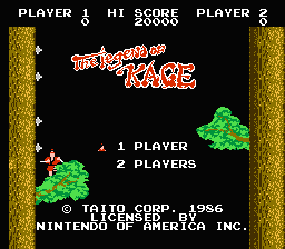 The Legend of Kage — Title screen