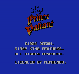 The Legend of Prince Valiant — Title screen
