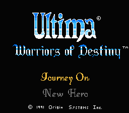Ultima : Warriors of Destiny — Title screen
