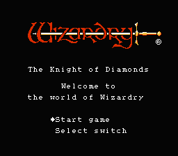 Wizardry : Knight of Diamonds, The Second Scenario — Title screen