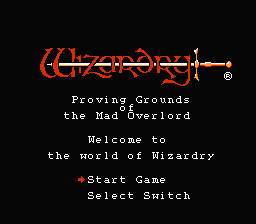 Wizardry : Proving Grounds of the Mad Overlord — Title screen