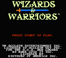 Wizards & Warriors — Title screen