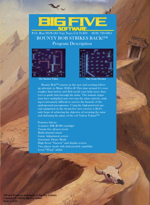 Bounty Bob Strikes Back! — Box back